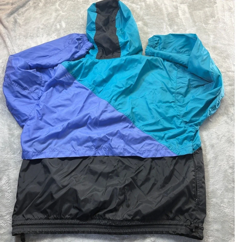 Vintage 90s Nike Colorblock Nylon Windbreaker Jacket Mens Size XL Silver Tag - Picture 2 of 6